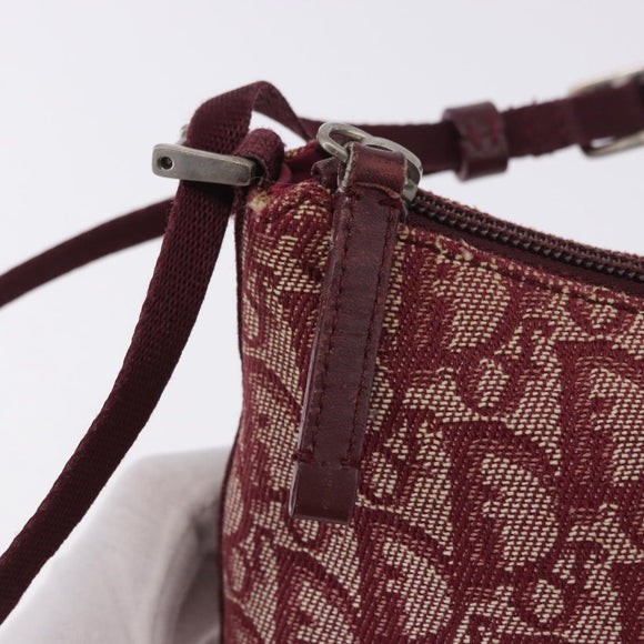 Christian Dior Trotter Canvas Accessory Pouch Red Silver Auth ka5653