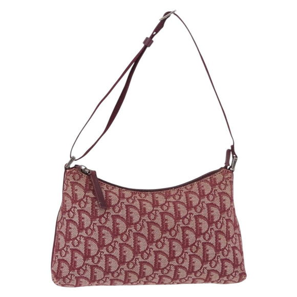 Christian Dior Trotter Canvas Accessory Pouch Red Silver Auth ka5653