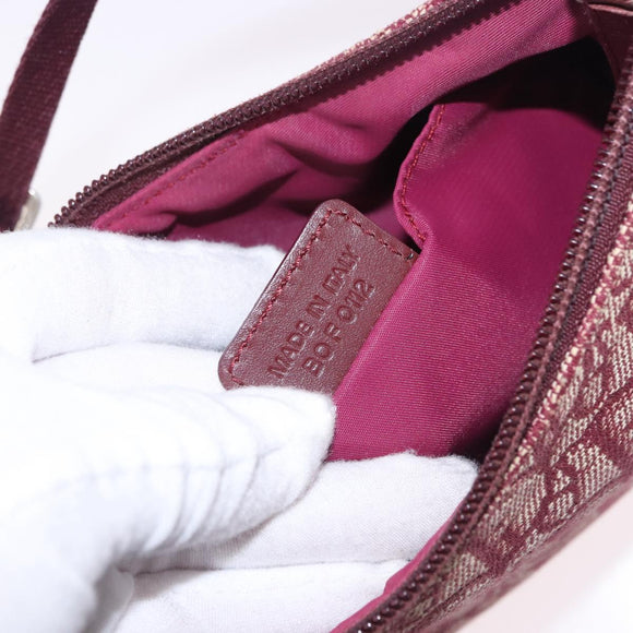 Christian Dior Trotter Canvas Accessory Pouch Red Silver Auth ka5653