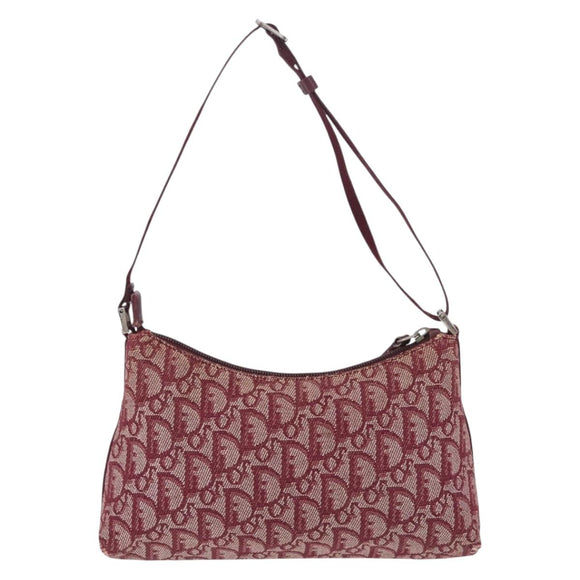 Christian Dior Trotter Canvas Accessory Pouch Red Silver Auth ka5653