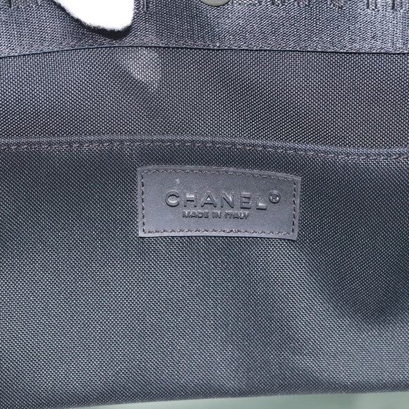 CHANEL Sports High Summer Hand Bag Nylon Black Silver CC Auth ka5657V