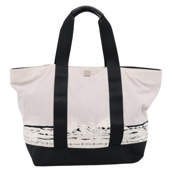 CHANEL Sports High Summer Hand Bag Nylon Black Silver CC Auth ka5657V