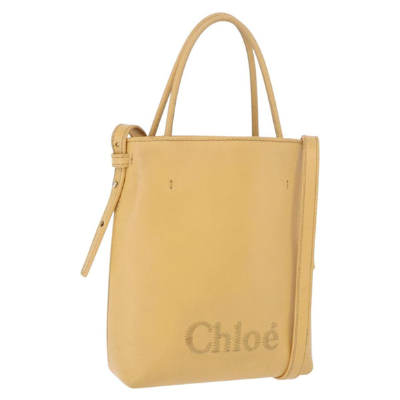 Chloe Hand Bag Leather Beige Auth ka5661A