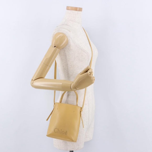 Chloe Hand Bag Leather Beige Auth ka5661A
