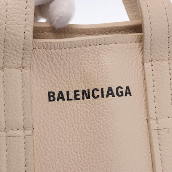 BALENCIAGA Everyday XS Tote Bag Leather Ivory Silver 672793 Auth ka5663A