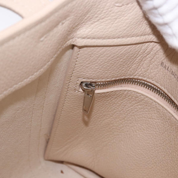 BALENCIAGA Everyday XS Tote Bag Leather Ivory Silver 672793 Auth ka5663A