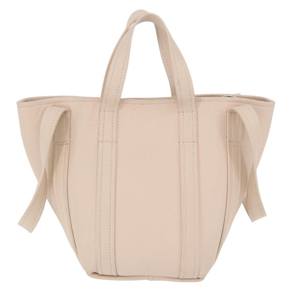 BALENCIAGA Everyday XS Tote Bag Leather Ivory Silver 672793 Auth ka5663A