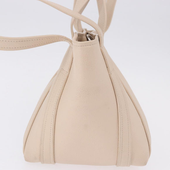 BALENCIAGA Everyday XS Tote Bag Leather Ivory Silver 672793 Auth ka5663A