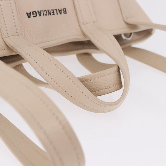 BALENCIAGA Everyday XS Tote Bag Leather Ivory Silver 672793 Auth ka5663A