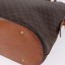 CELINE Macadam Canvas Hand Bag PVC Leather 2way Brown Gold Auth ka5664-17