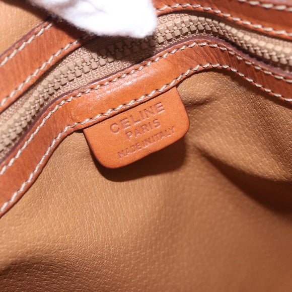 CELINE Macadam Canvas Hand Bag PVC Leather 2way Brown Gold Auth ka5664