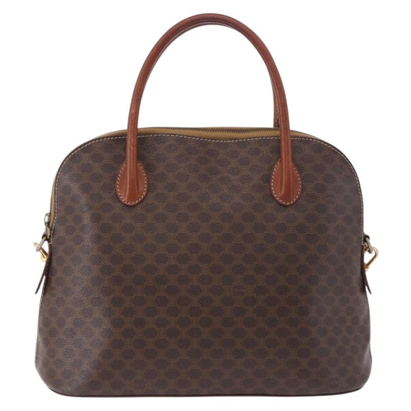 CELINE Macadam Canvas Hand Bag PVC Leather 2way Brown Gold Auth ka5664