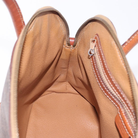 CELINE Macadam Canvas Hand Bag PVC Leather 2way Brown Gold Auth ka5664
