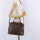 CELINE Macadam Canvas Hand Bag PVC Leather 2way Brown Gold Auth ka5664-25