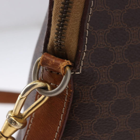 CELINE Macadam Canvas Hand Bag PVC Leather 2way Brown Gold Auth ka5664
