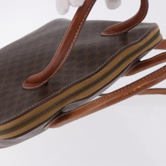 CELINE Macadam Canvas Hand Bag PVC Leather 2way Brown Gold Auth ka5664