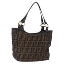 FENDI Zucca Canvas Tote Bag Brown Black Auth ka5668-1