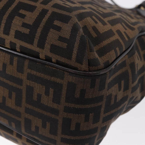 FENDI Zucca Canvas Tote Bag Brown Black Auth ka5668