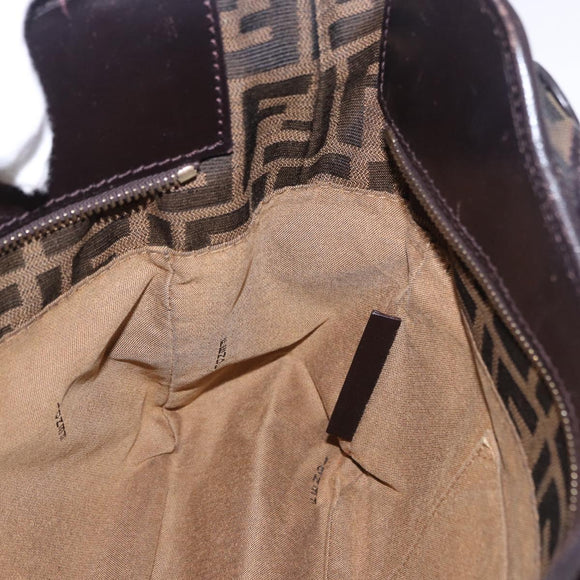 FENDI Zucca Canvas Tote Bag Brown Black Auth ka5668