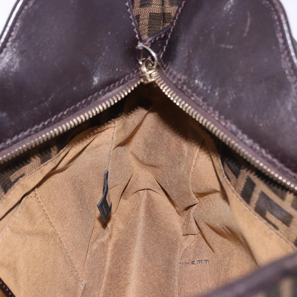 FENDI Zucca Canvas Tote Bag Brown Black Auth ka5668