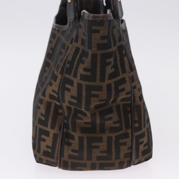 FENDI Zucca Canvas Tote Bag Brown Black Auth ka5668