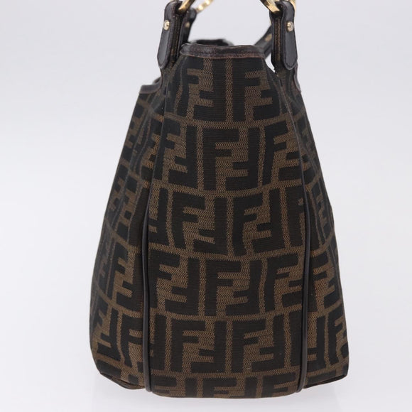 FENDI Zucca Canvas Tote Bag Brown Black Auth ka5668