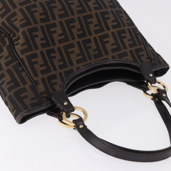 FENDI Zucca Canvas Tote Bag Brown Black Auth ka5668