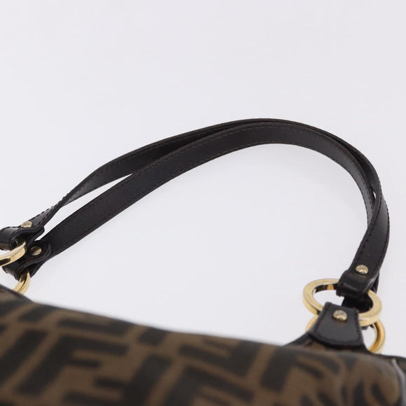 FENDI Zucca Canvas Tote Bag Brown Black Auth ka5668