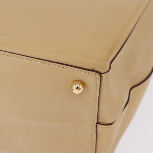 LOEWE Hand Bag Leather Beige Gold Auth ka5669V