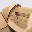 LOEWE Hand Bag Leather Beige Gold Auth ka5669V-19