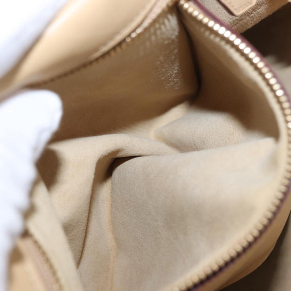 LOEWE Hand Bag Leather Beige Gold Auth ka5669V