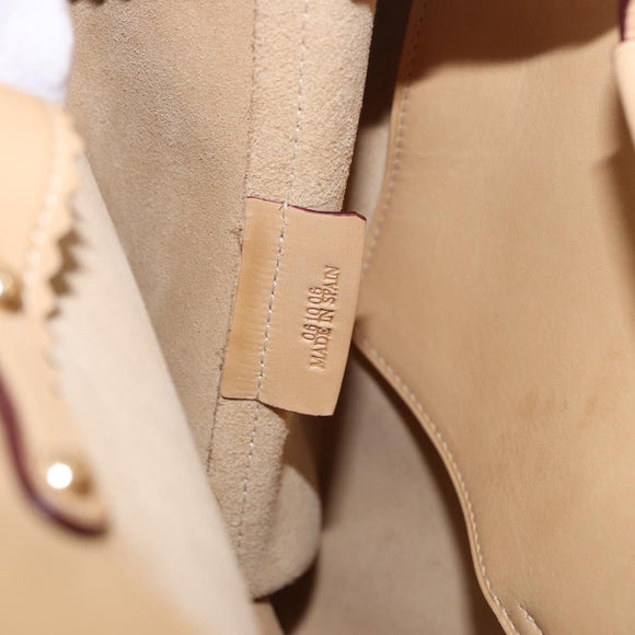 LOEWE Hand Bag Leather Beige Gold Auth ka5669V