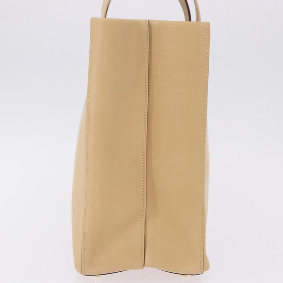 LOEWE Hand Bag Leather Beige Gold Auth ka5669V