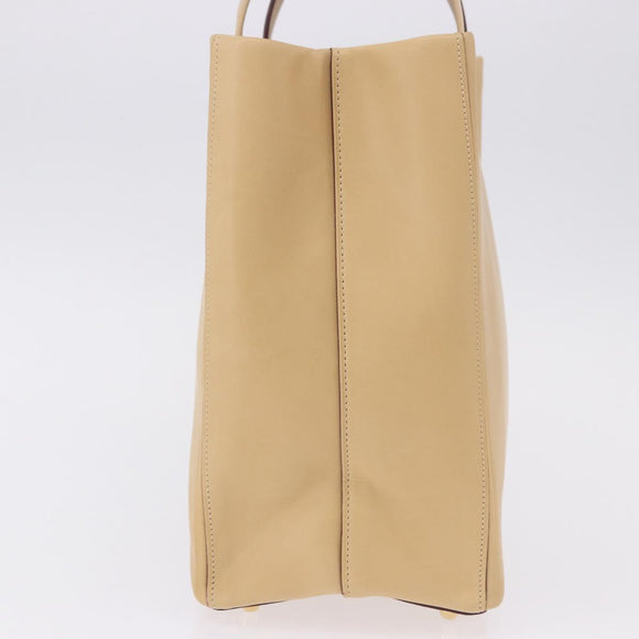 LOEWE Hand Bag Leather Beige Gold Auth ka5669V