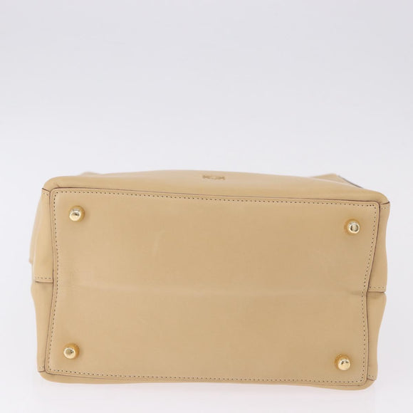 LOEWE Hand Bag Leather Beige Gold Auth ka5669V