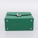 HERMES Synetique Chevre Hand Bag Leather Green Silver Auth ka5671SAM-5