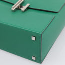 HERMES Synetique Chevre Hand Bag Leather Green Silver Auth ka5671SAM-16