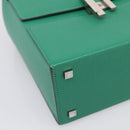 HERMES Synetique Chevre Hand Bag Leather Green Silver Auth ka5671SAM-17