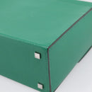 HERMES Synetique Chevre Hand Bag Leather Green Silver Auth ka5671SAM-18