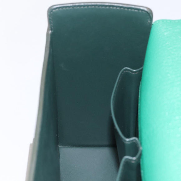 HERMES Synetique Chevre Hand Bag Leather Green Silver Auth ka5671SAM
