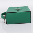 HERMES Synetique Chevre Hand Bag Leather Green Silver Auth ka5671SAM-3