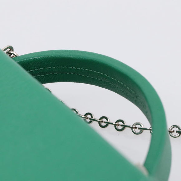 HERMES Synetique Chevre Hand Bag Leather Green Silver Auth ka5671SAM