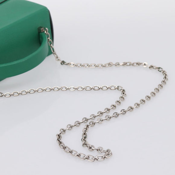 HERMES Synetique Chevre Hand Bag Leather Green Silver Auth ka5671SAM
