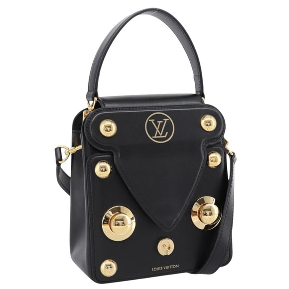 LOUIS VUITTON S Lock Bag Hand Bag Leather Black M82214 LV Auth ka5674SAM