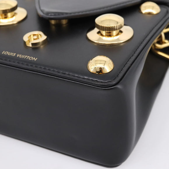 LOUIS VUITTON S Lock Bag Hand Bag Leather Black M82214 LV Auth ka5674SAM