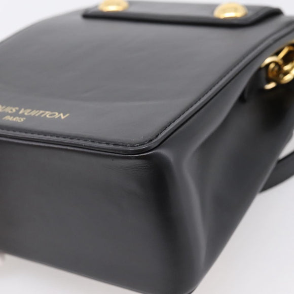 LOUIS VUITTON S Lock Bag Hand Bag Leather Black M82214 LV Auth ka5674SAM