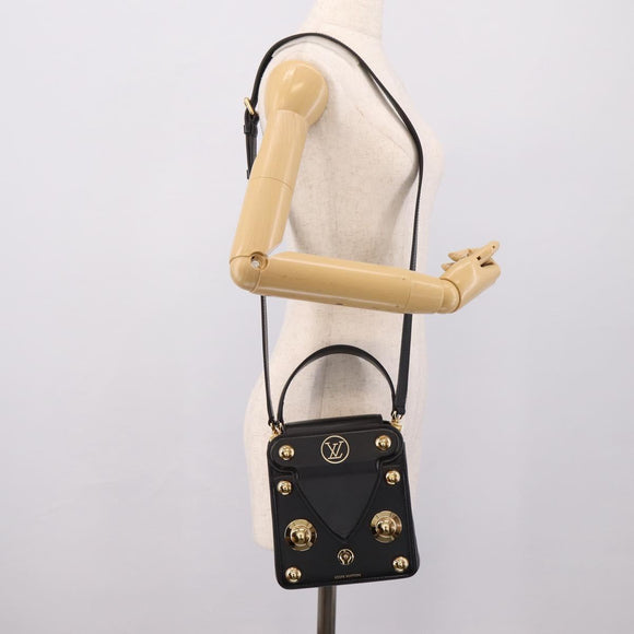 LOUIS VUITTON S Lock Bag Hand Bag Leather Black M82214 LV Auth ka5674SAM
