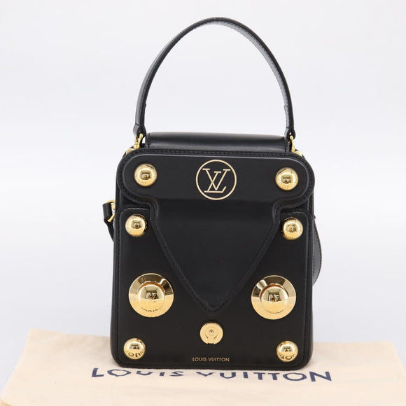 LOUIS VUITTON S Lock Bag Hand Bag Leather Black M82214 LV Auth ka5674SAM