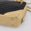 CHANEL V Stitch Chain Shoulder Bag Lamb Skin Beige Gold CC Auth ka5675V-16