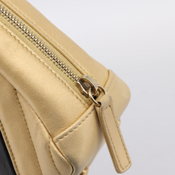 CHANEL V Stitch Chain Shoulder Bag Lamb Skin Beige Gold CC Auth ka5675V